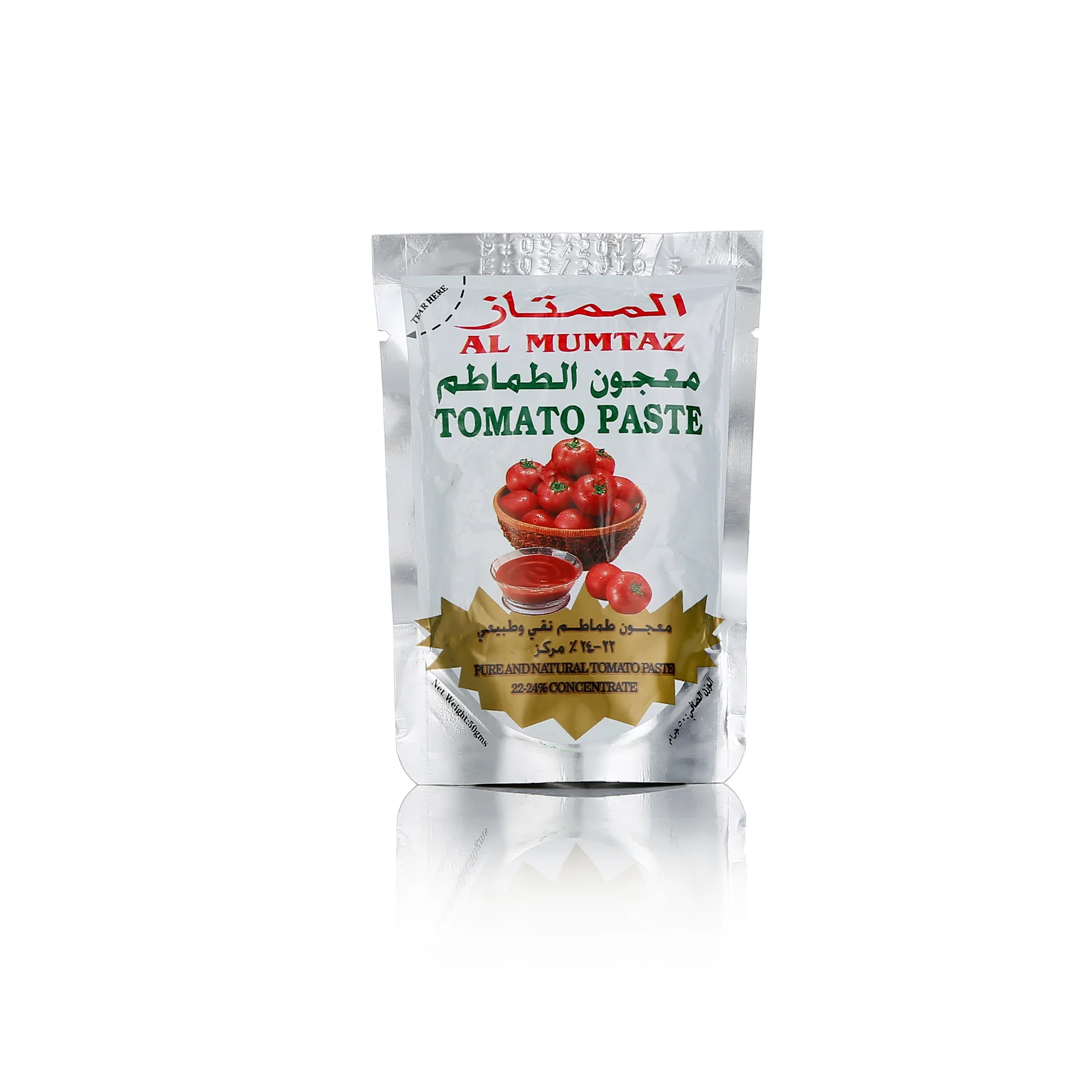 Tomato paste pouches and retail packs